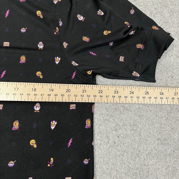 Waggle Polo Shirt Mens L Black All Over Print Performance Golf Stretch AOP - Picture 7 of 9